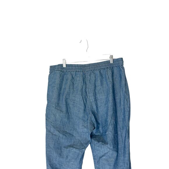 J.Crew Chambray Drawstring Pant Blue Relaxed Straight Leg Casual Relaxed Size 14 - Picture 7 of 12